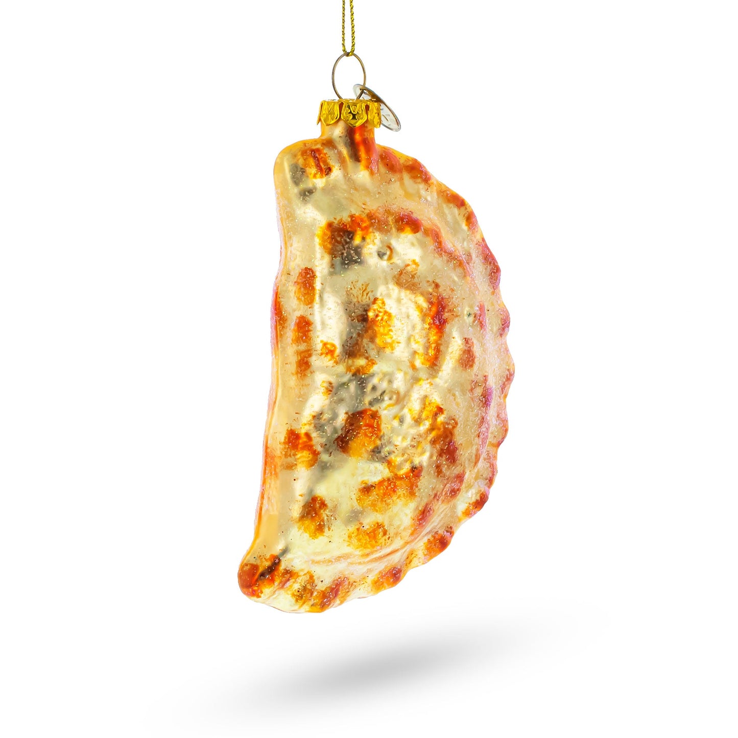 Delicious Fried Pierogi Dumpling Glass Christmas Ornament