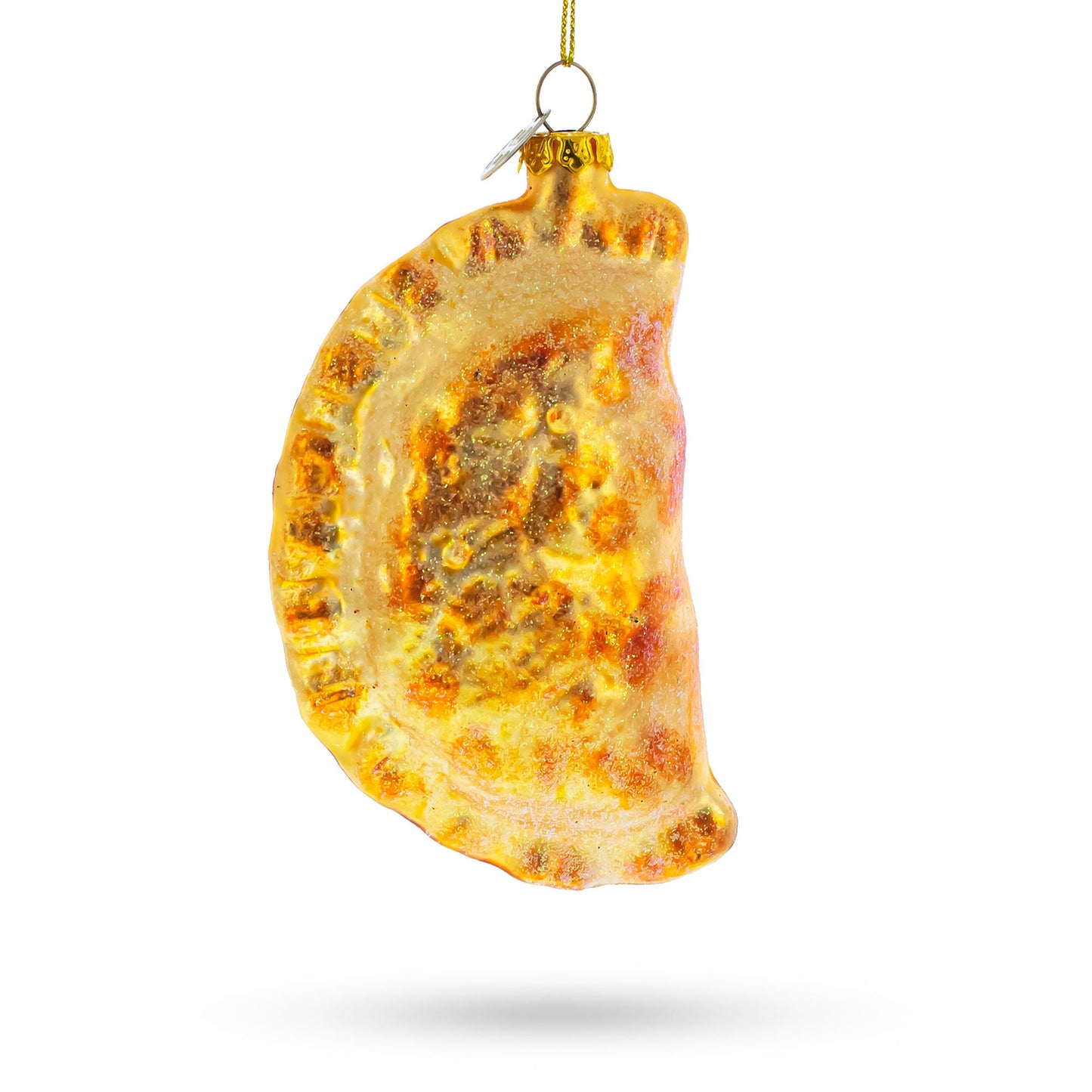 Delicious Fried Pierogi Dumpling Glass Christmas Ornament