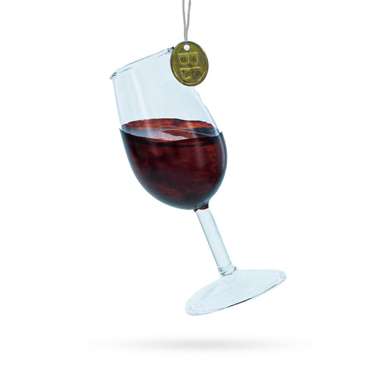 Elegant Wine in Clear Blown Glass Christmas Ornament