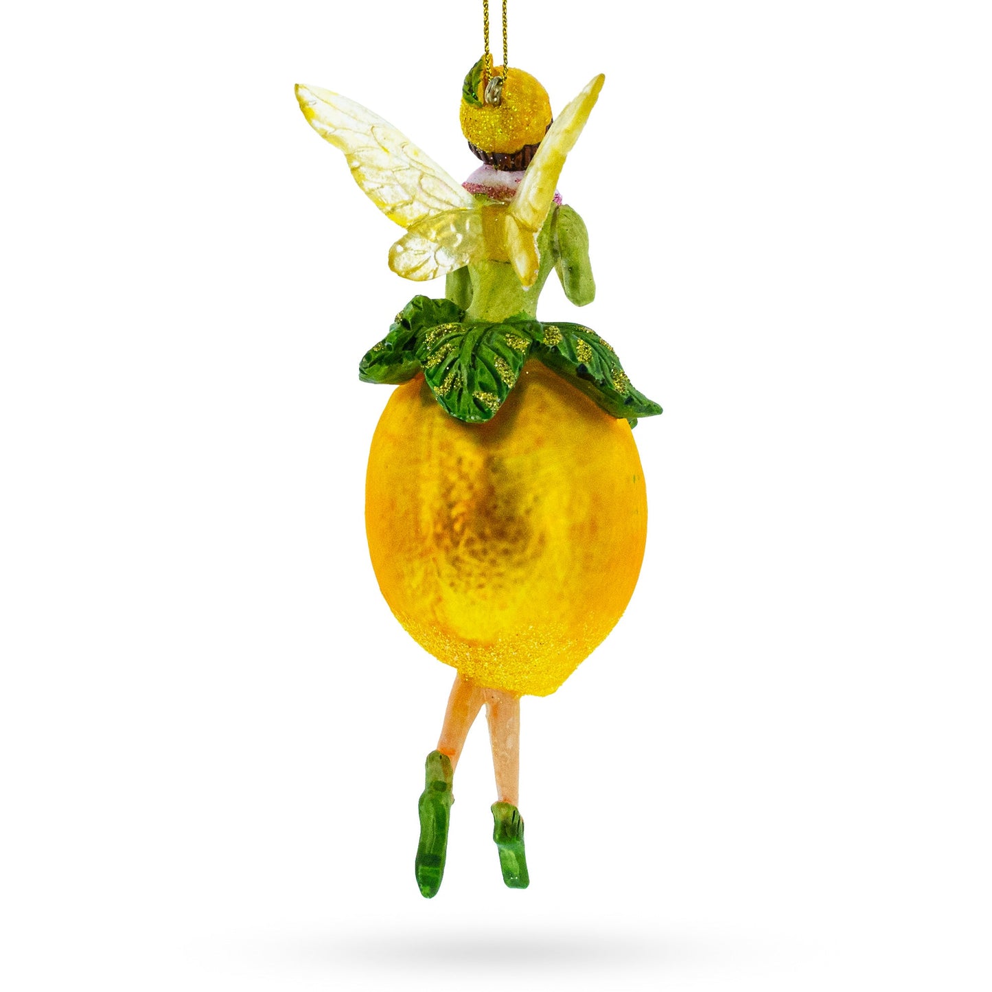 Enchanting Citrus Lemon Fairy Blown Glass Christmas Ornament