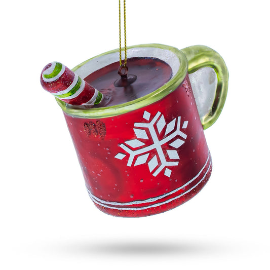 Cup with Candy Cane Drink Glass Christmas Ornament