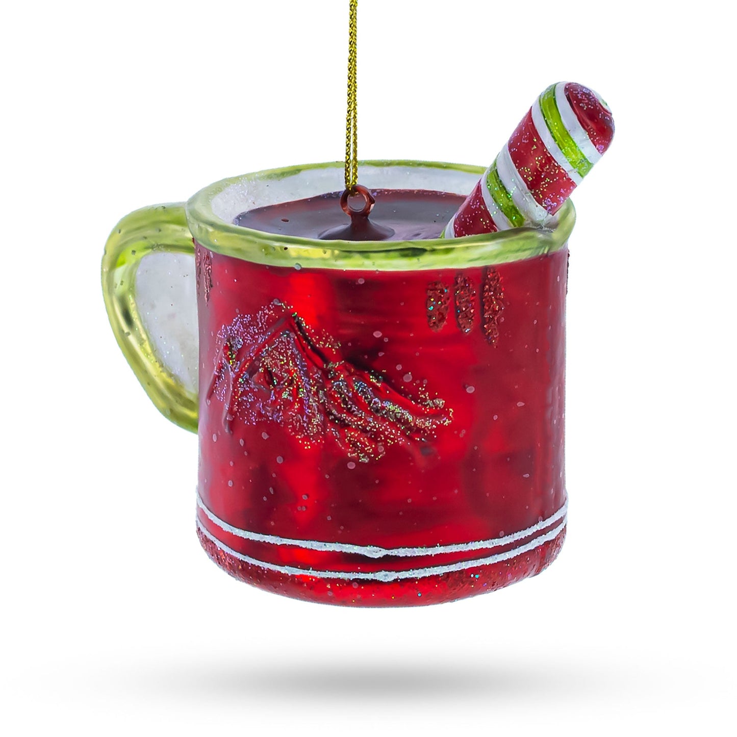 Cup with Candy Cane Drink Glass Christmas Ornament