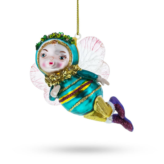 Enchanting Fairy Baby Blown Glass Christmas Ornament