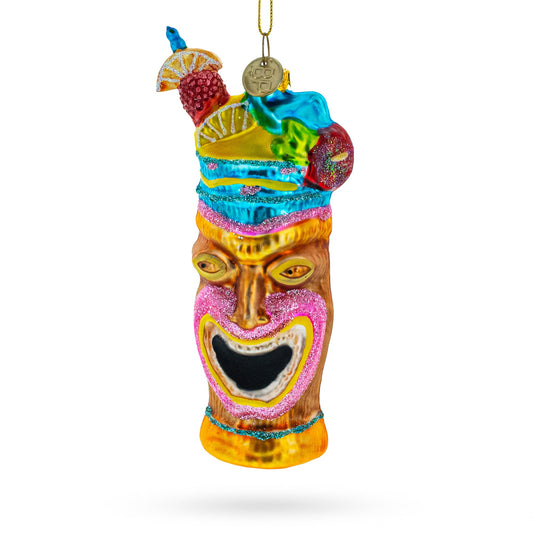 Trendy Cocktail in Mask Cup Blown Glass Christmas Ornament