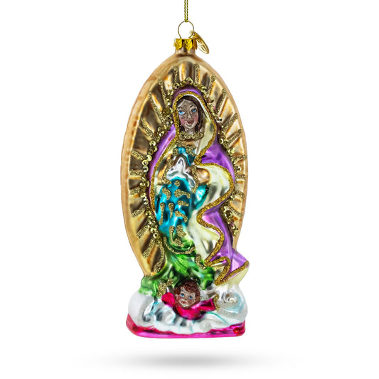 Reverent Virgin Mary Blown Glass Christmas Ornament