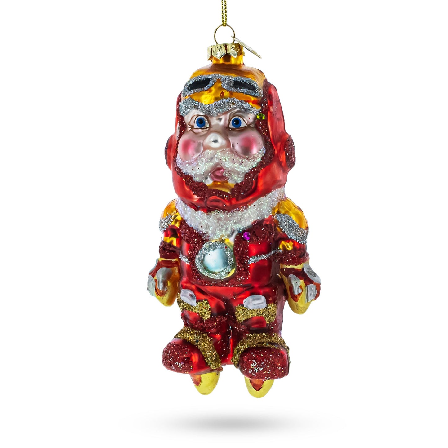 Aviator Pilot Blown Glass Christmas Ornament