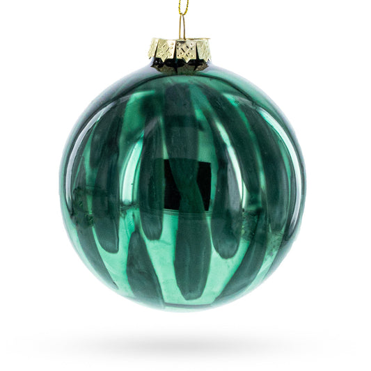 Vibrant Green Oblong Blown Glass Christmas Ornament