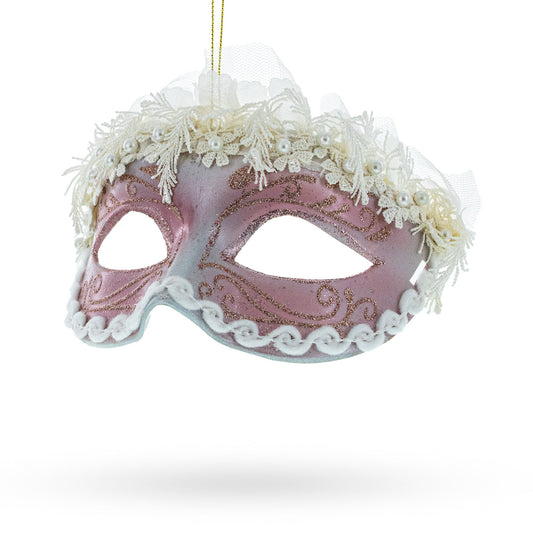 Whimsical Carnival Mask Blown Glass Christmas Ornament