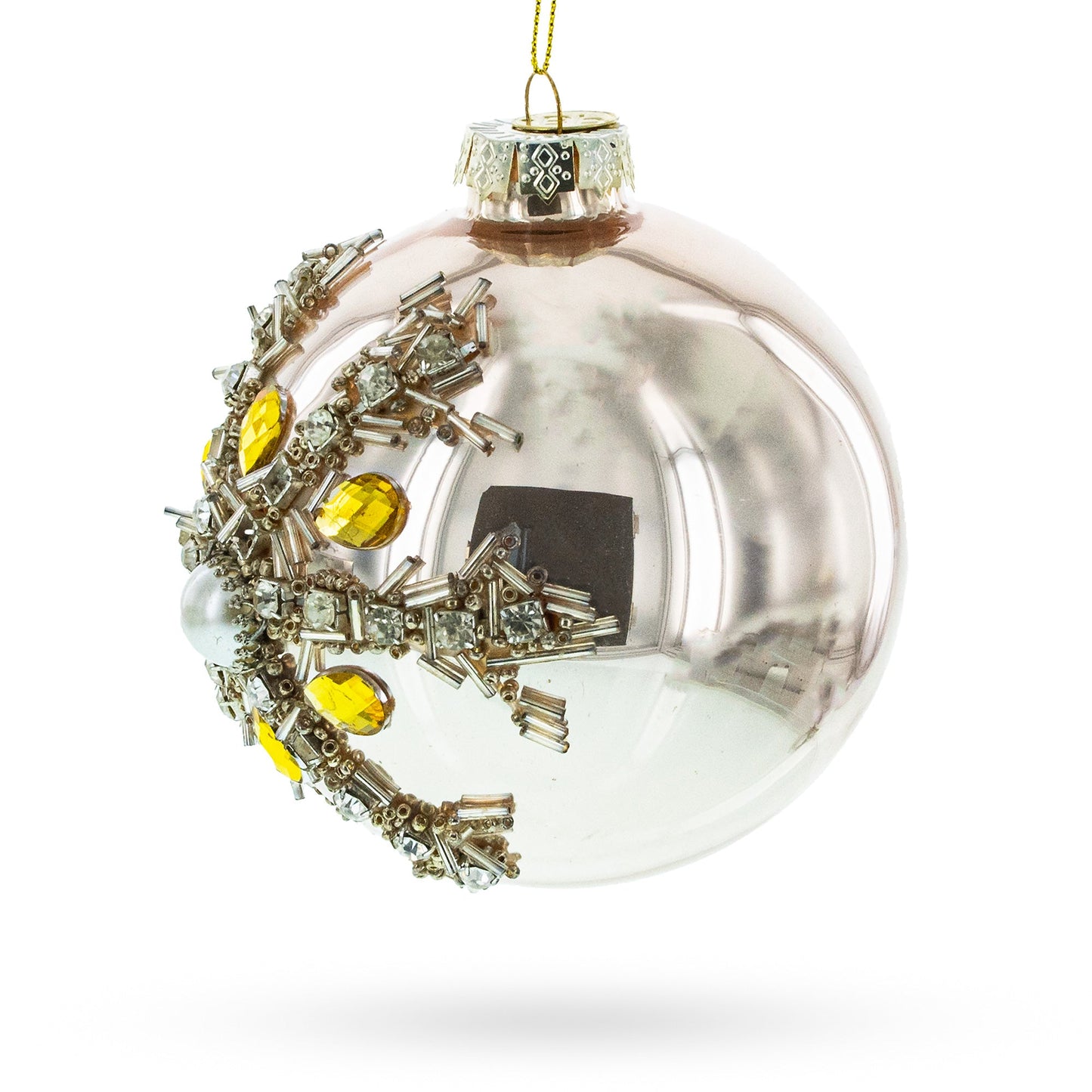 Dazzling Jeweled Star Glass Blown Ball Christmas Ornament