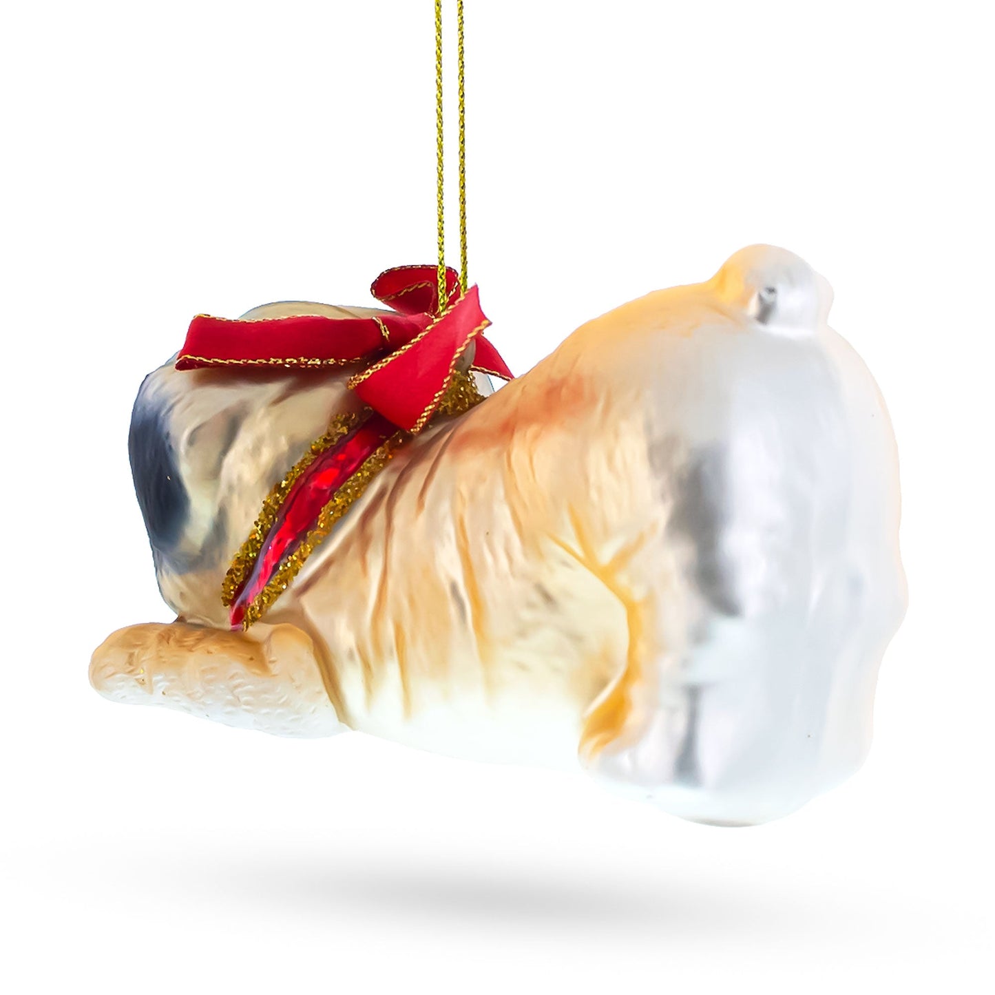 Pug Dog Blown Glass Christmas Ornament