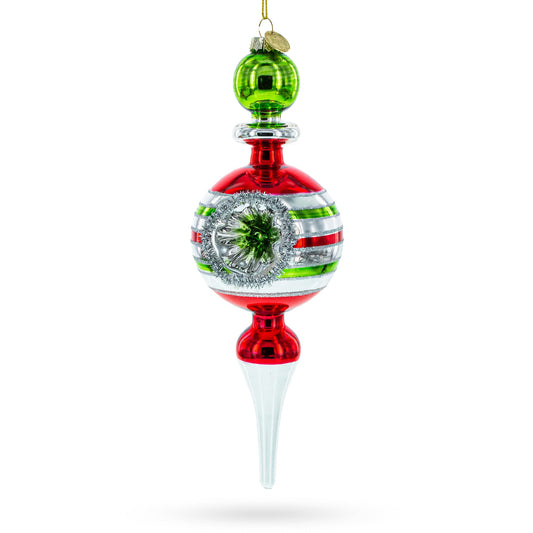 Vintage Multicolored Finial Retro-Inspired Blown Glass Christmas Ornament