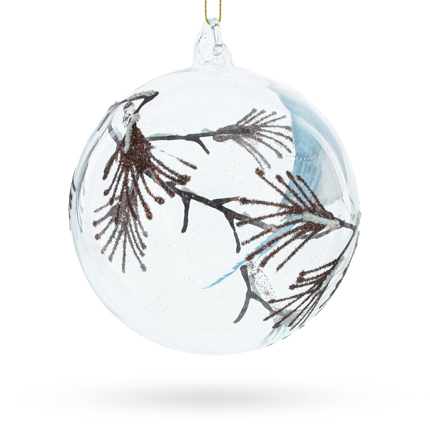 Blue Bird  Serene Blown Ball Glass Christmas Ornament