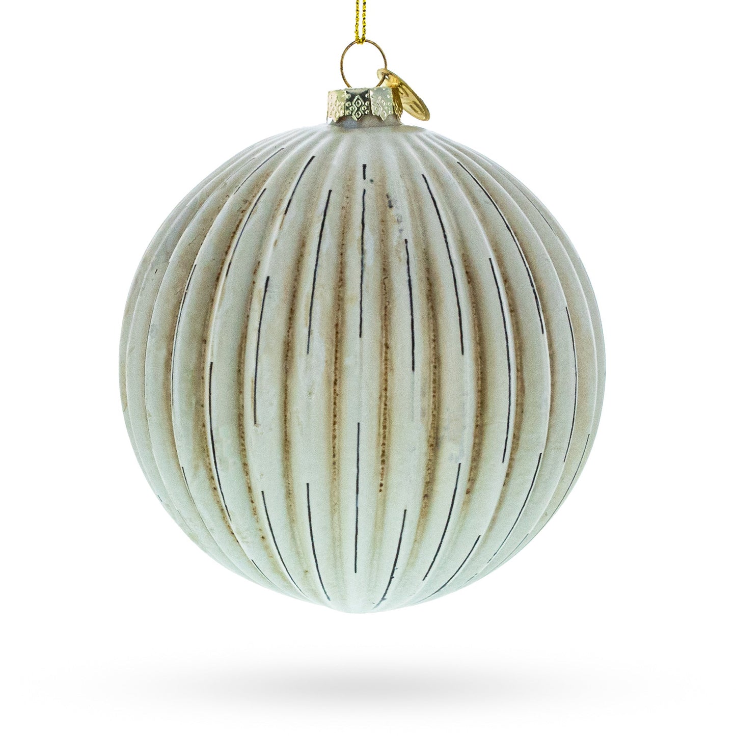 Antique-Style Ribbed Blown Glass Ball Christmas Ornament