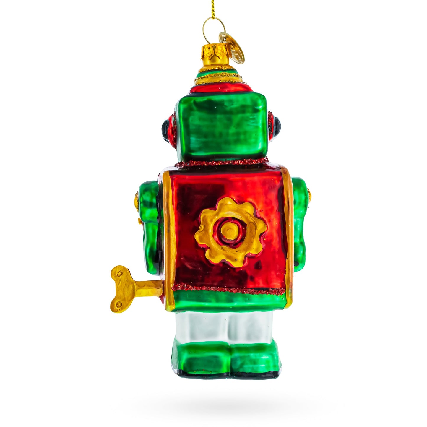 Robot-Drummer Blown Glass Christmas Ornament