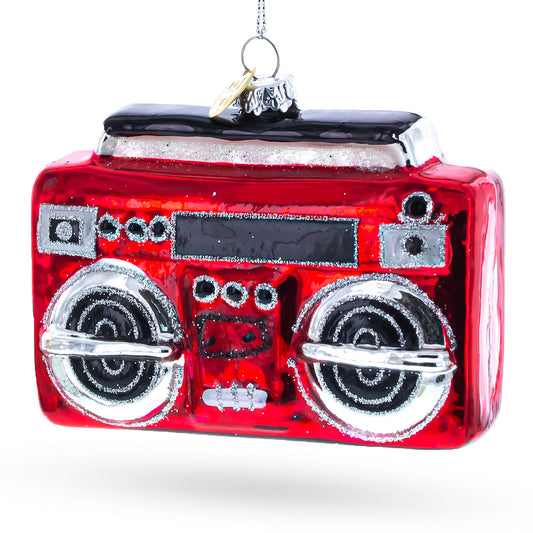 Retro Cassette Player Blown Glass Christmas Ornament