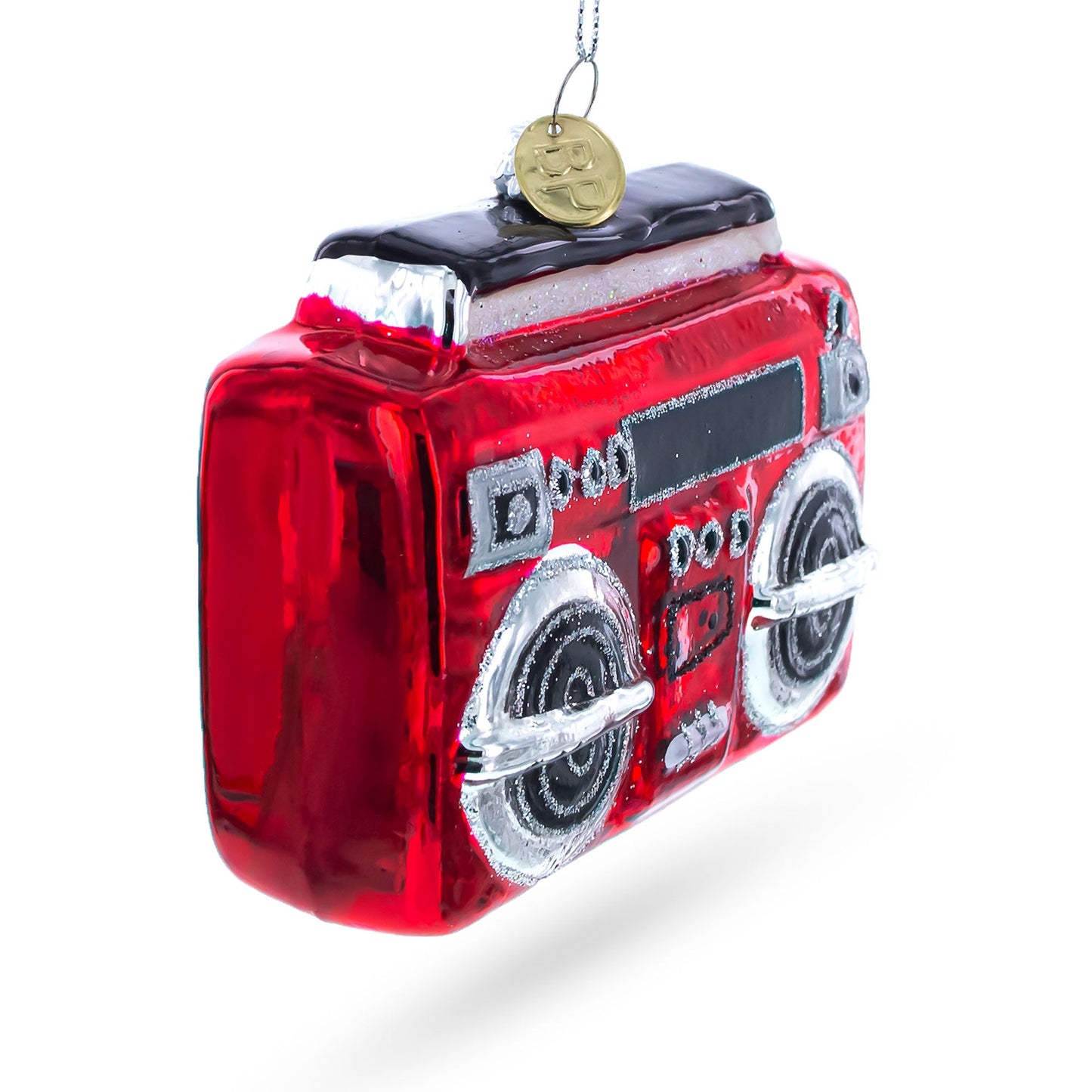 Retro Cassette Player Blown Glass Christmas Ornament