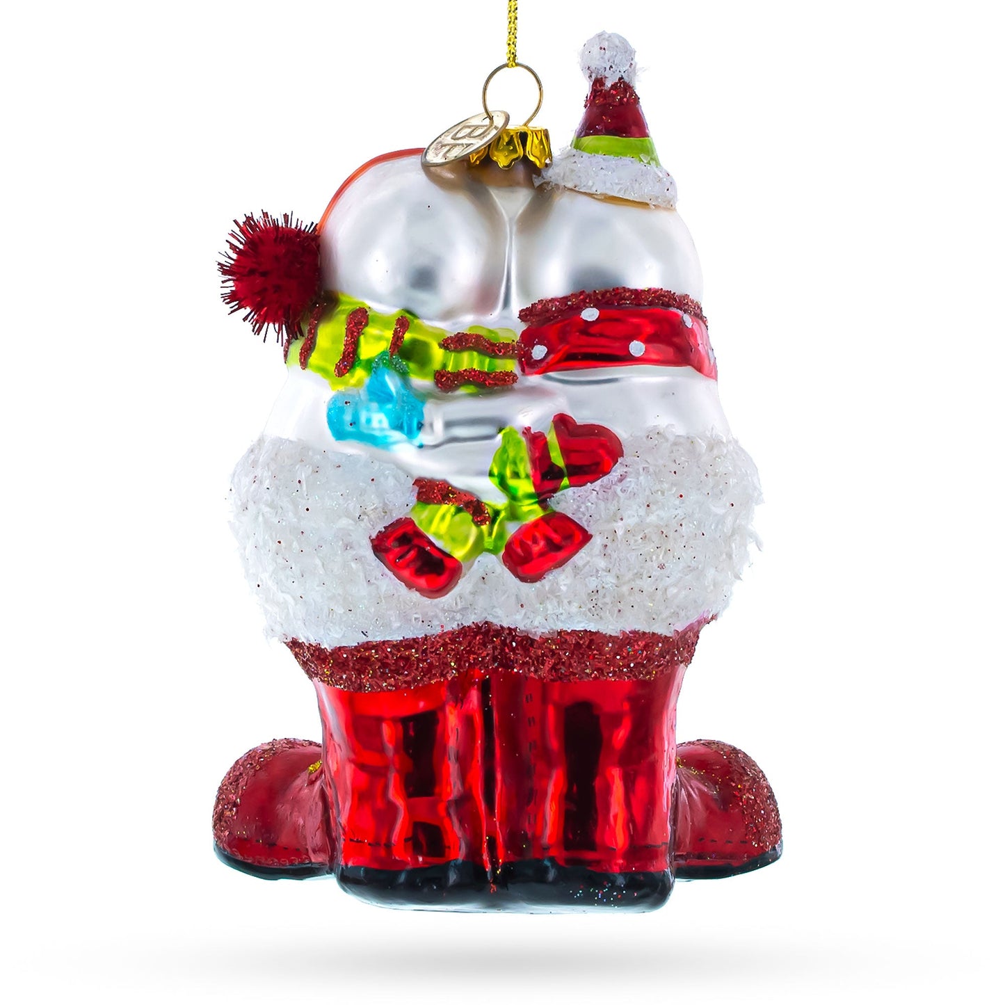 Romantic Snowmen Couple: Our First Christmas Blown Glass Christmas Ornament