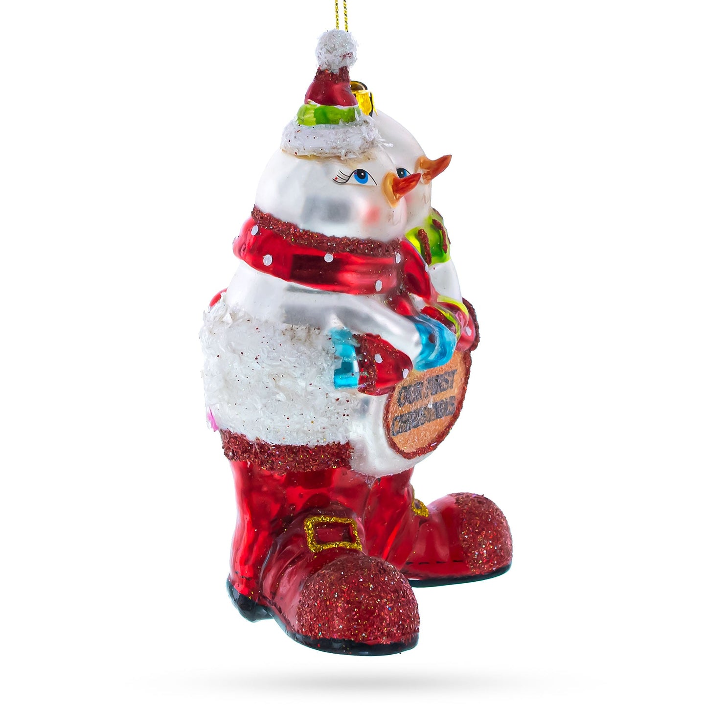 Romantic Snowmen Couple: Our First Christmas Blown Glass Christmas Ornament