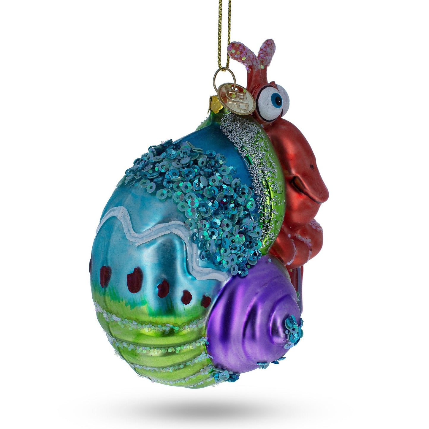 Cheerful Shrimp with Gifts Blown Glass Christmas Ornament