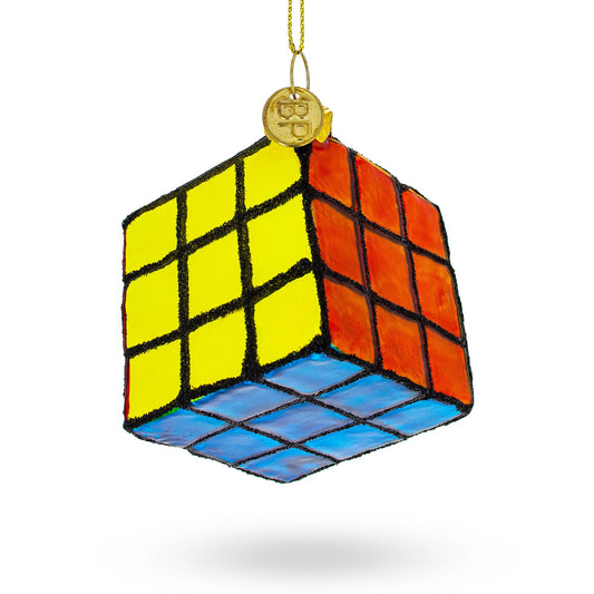 Enigmatic Magic Cube Blown Glass Christmas Ornament