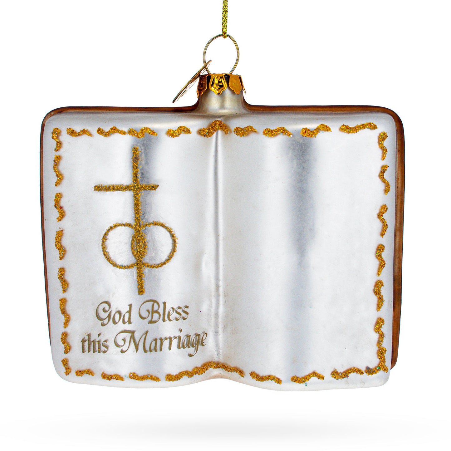 Romantic Wedding Book Blown Glass Christmas Ornament