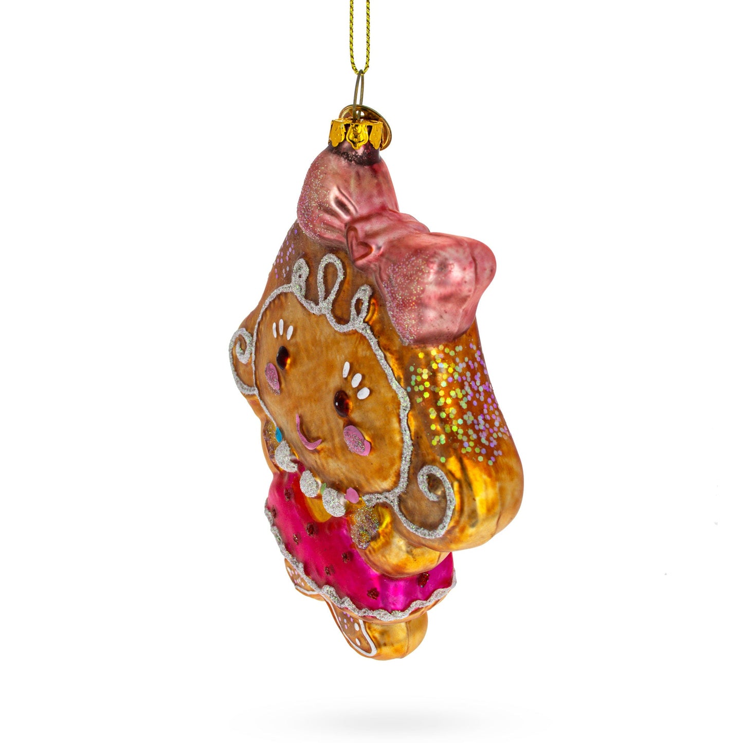 Delightful Gingerbread Girl Blown Glass Christmas Ornament