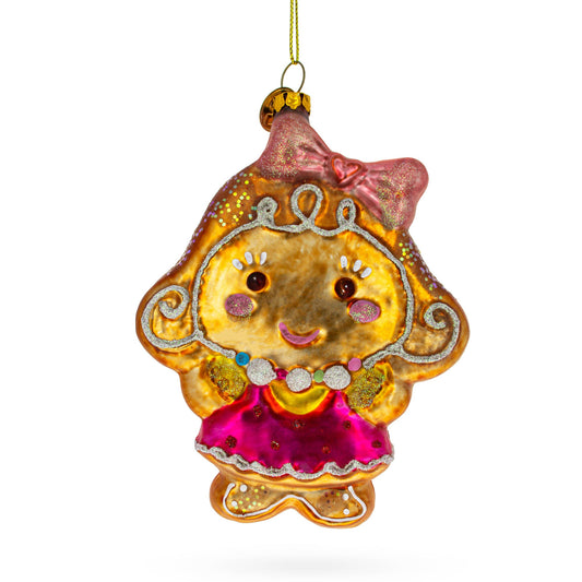 Delightful Gingerbread Girl Blown Glass Christmas Ornament