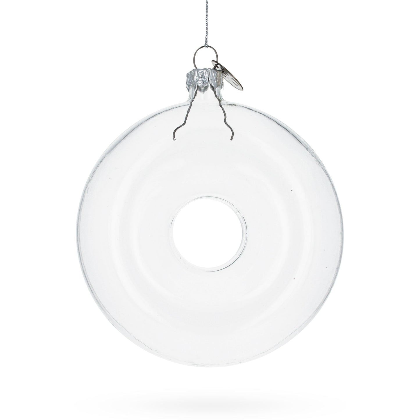 Delicious Doughnut Clear Blown Glass Christmas Ornament