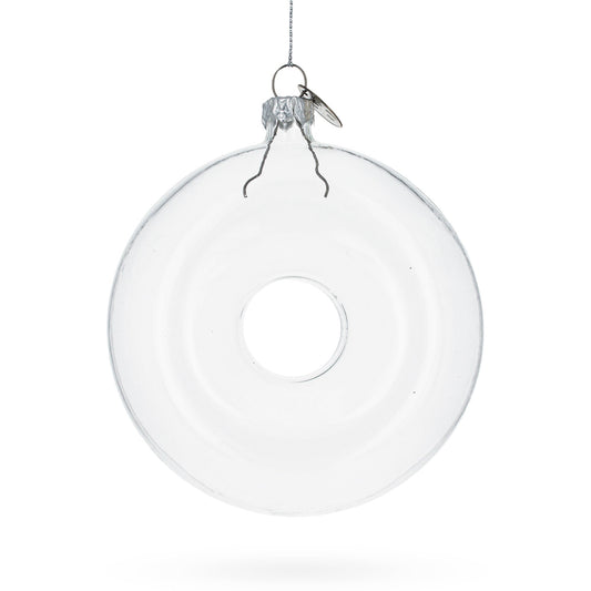 Delicious Doughnut Clear Blown Glass Christmas Ornament