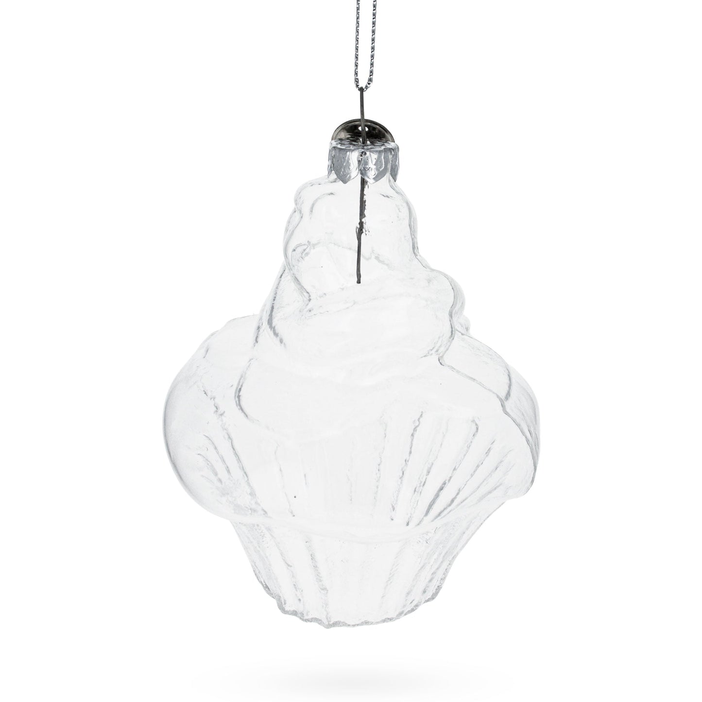 Delectable Cupcake Clear Blown Glass Christmas Ornament