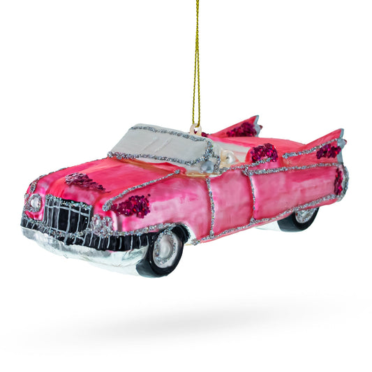 Classic Convertible Retro Car Blown Glass Christmas Ornament