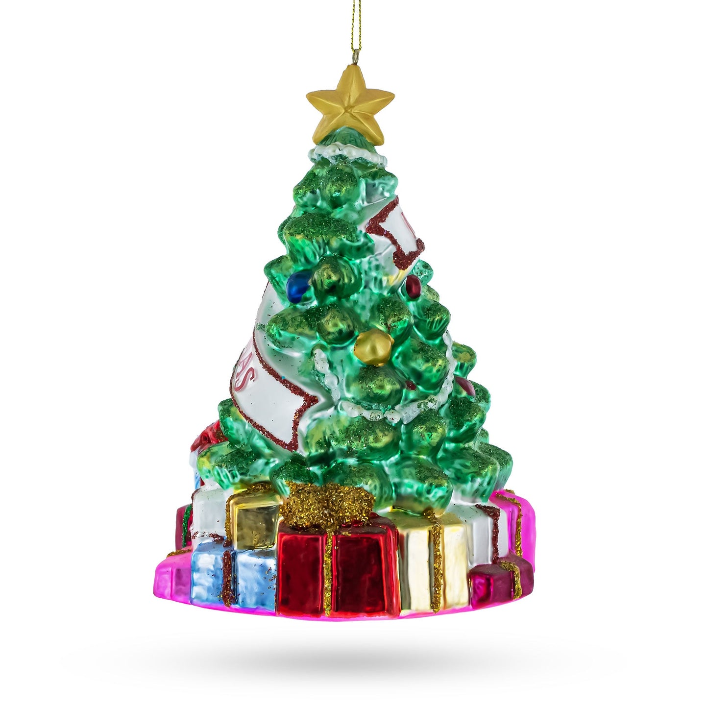 Festively Decorated Christmas Tree Glass Christmas Ornament