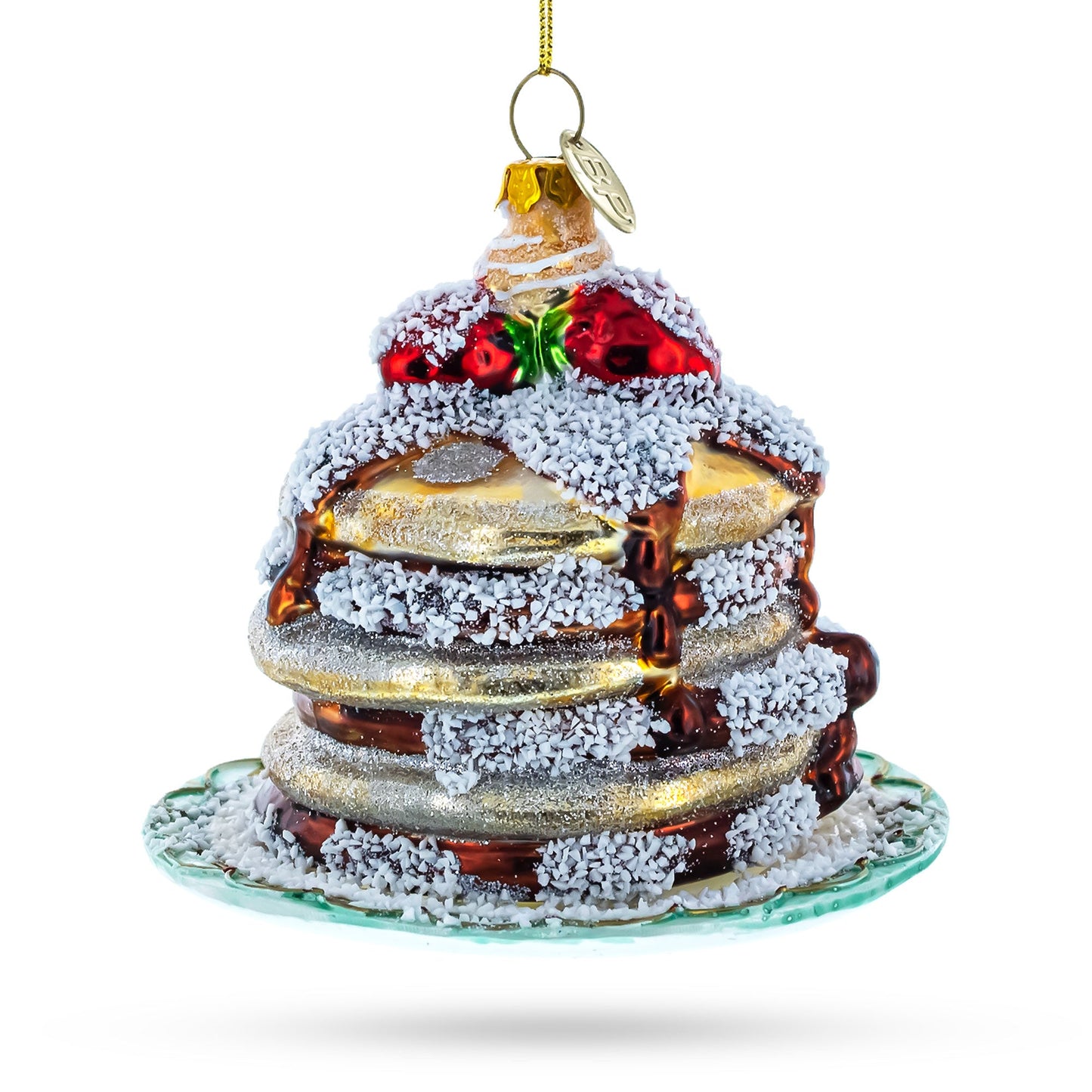 Delicious Pancakes with Maple Syrup Glass Christmas Ornament