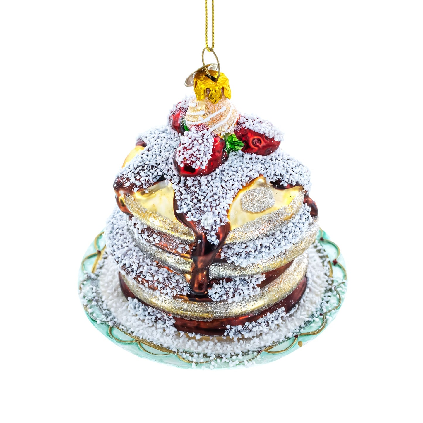 Delicious Pancakes with Maple Syrup Glass Christmas Ornament