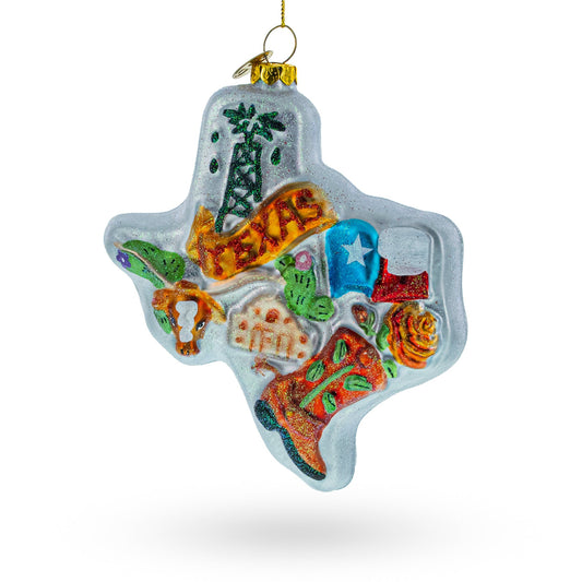 Travel to the State of Texas Blown Glass Christmas Ornament