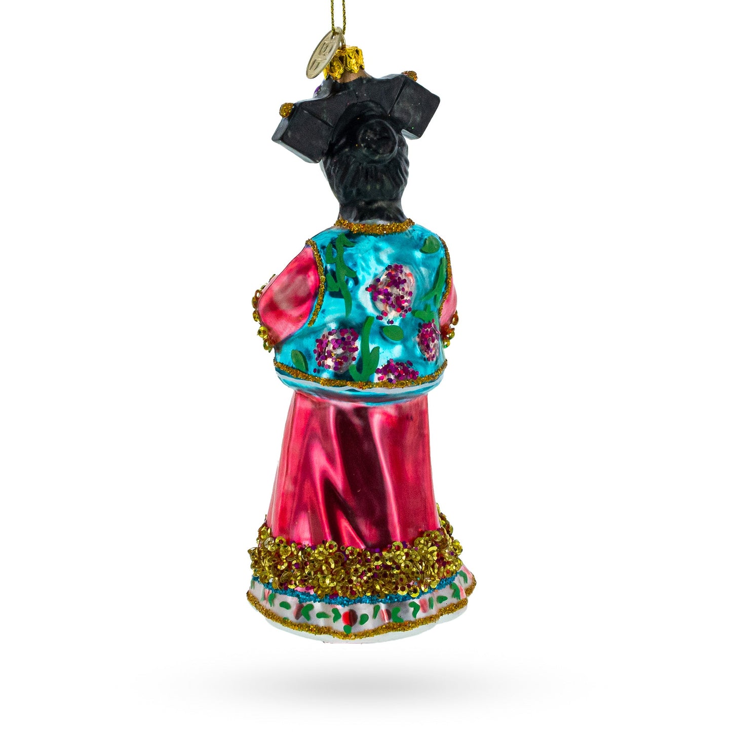 Elegant Woman in Traditional Clothing Blown Glass Christmas Ornament