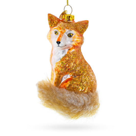 Wild Fox Blown Glass Christmas Ornament