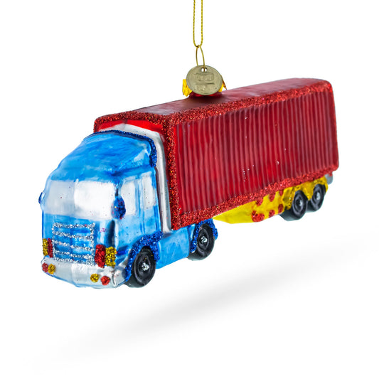 Truck Driver Blown Glass Christmas Ornament