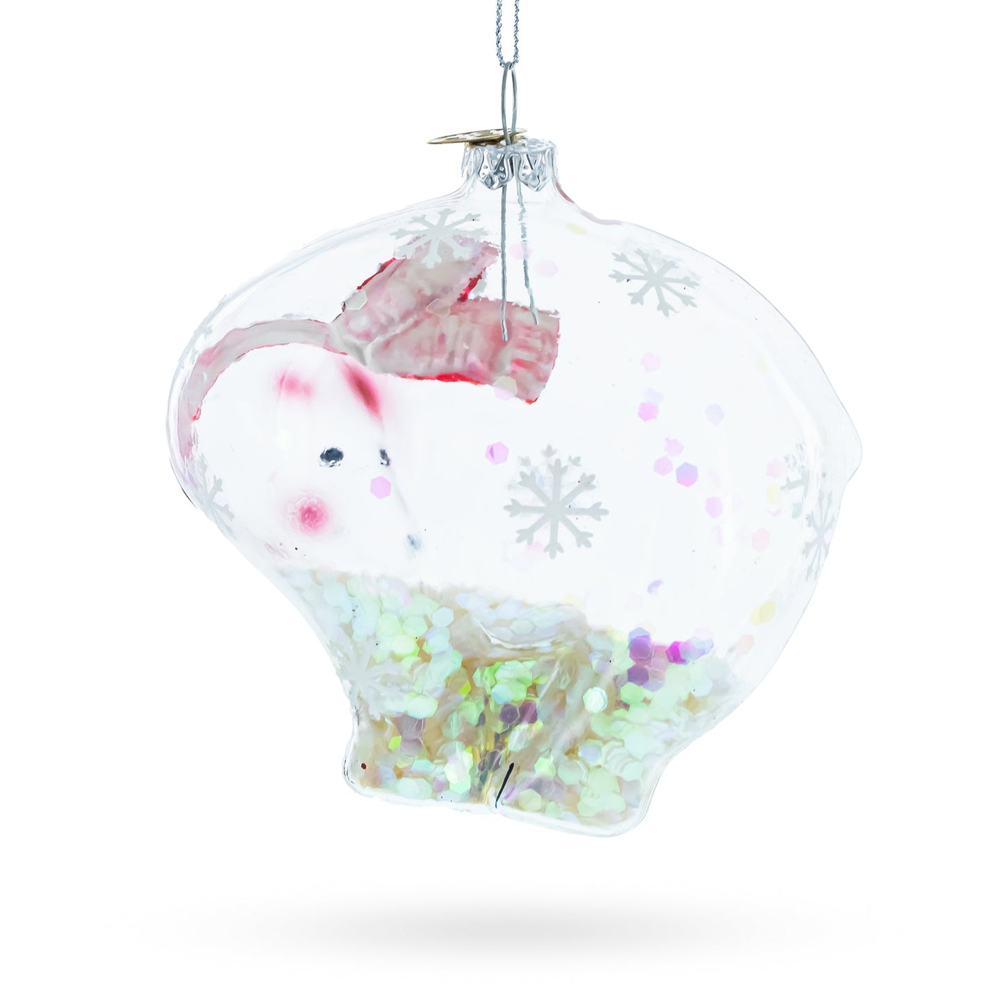 Clear Polar Bear Blown Glass Christmas Ornament