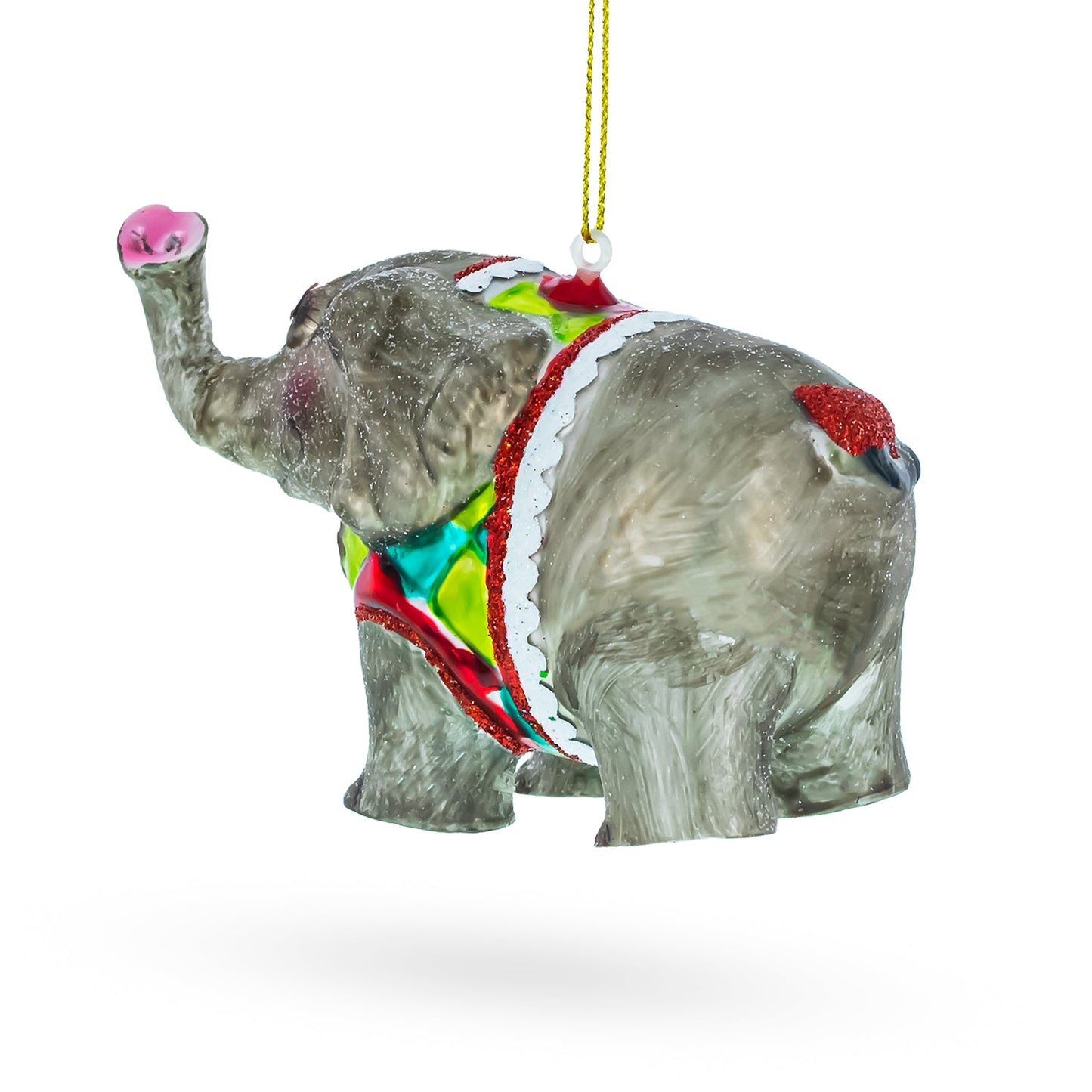 Circus Elephant Trumpeting Blown Glass Christmas Ornament