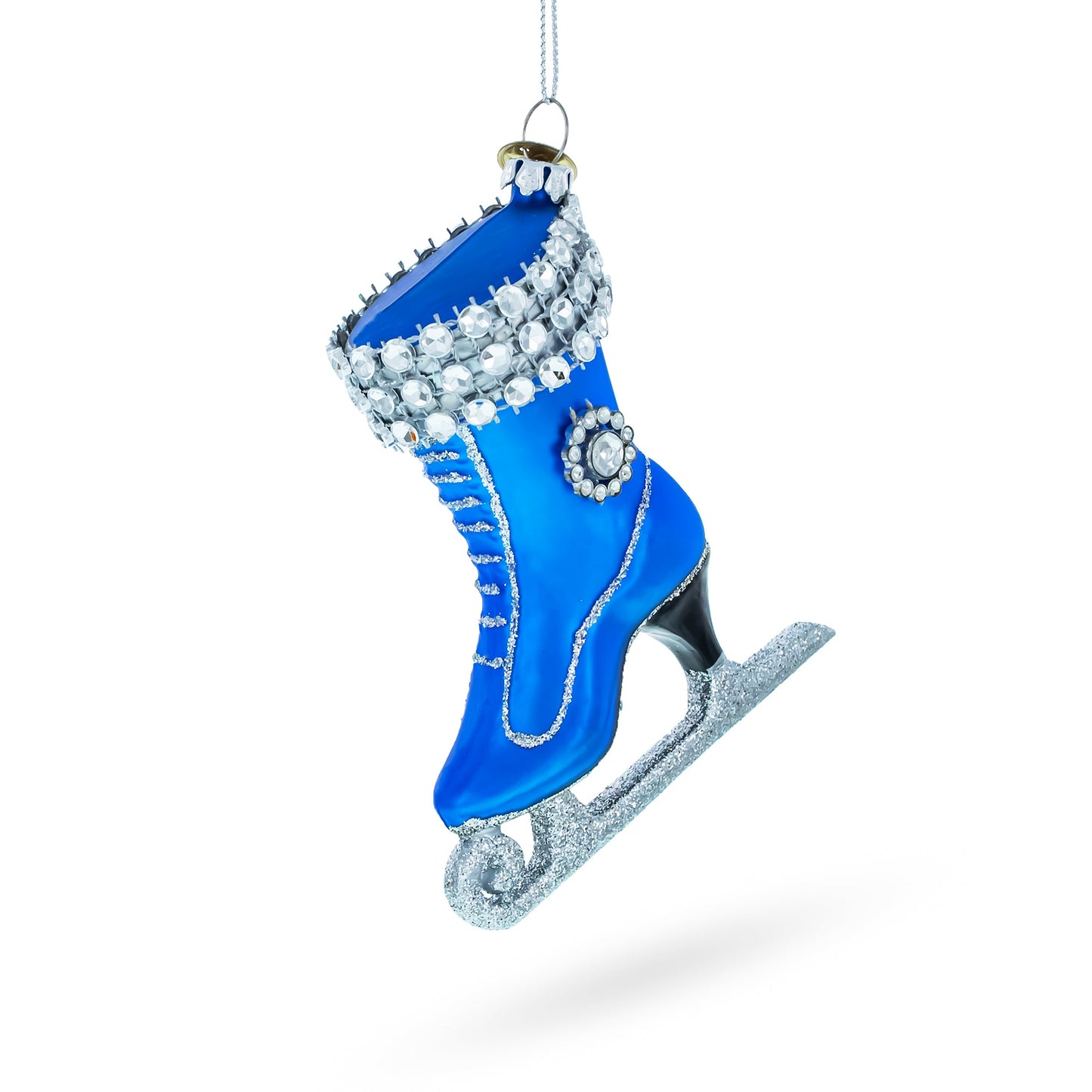 Figure Ice Skating Blown Glass Christmas Ornament