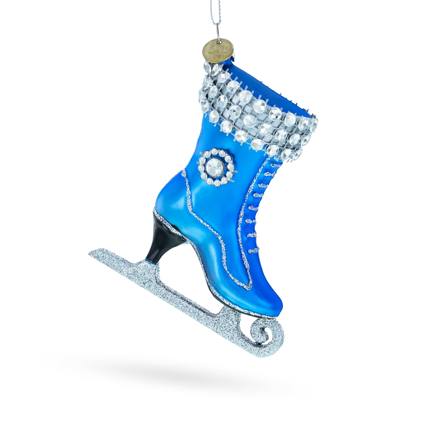 Figure Ice Skating Blown Glass Christmas Ornament