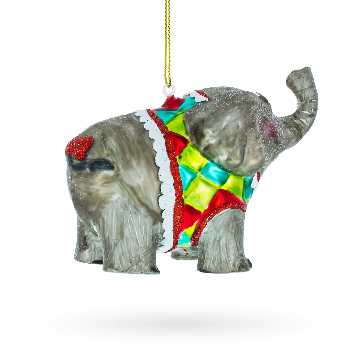 Circus Elephant Trumpeting Blown Glass Christmas Ornament