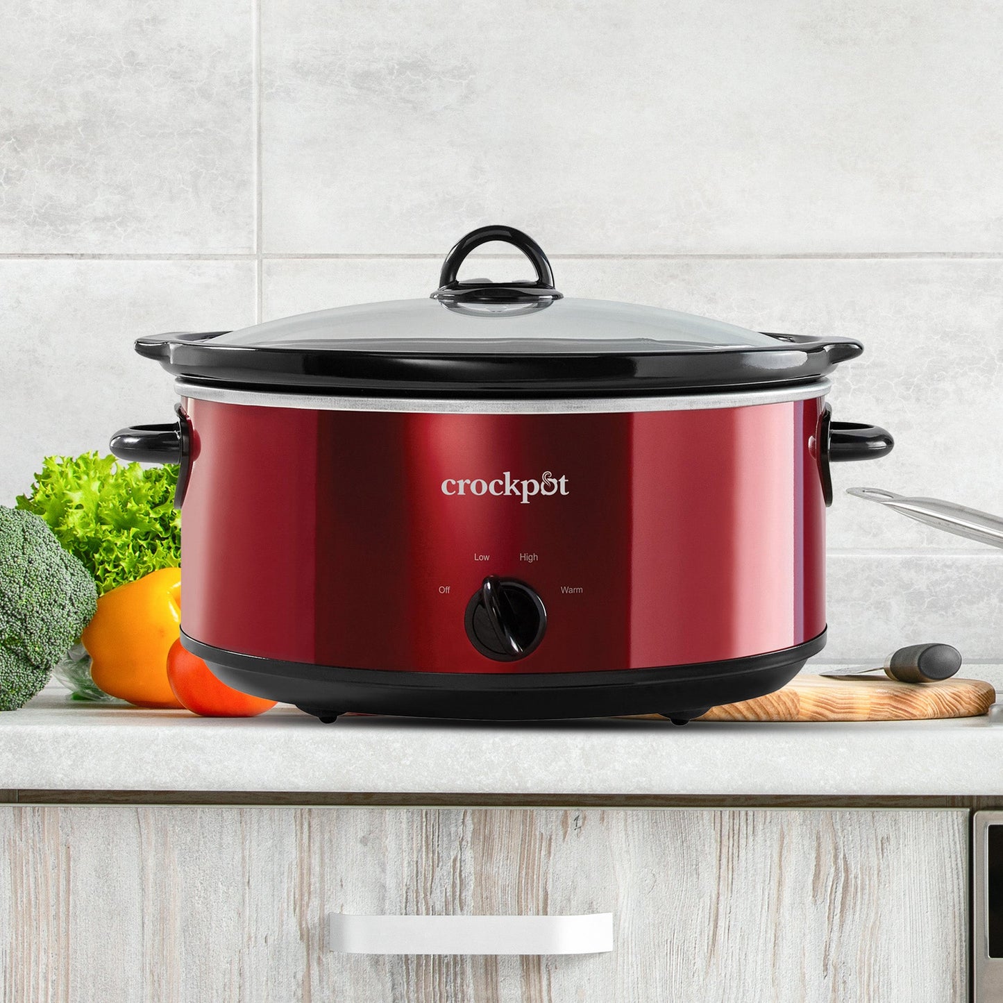 Crock-Pot 7 Quart Capacity Food Slow Cooker Home Cooking Kitchen Appliance, Red