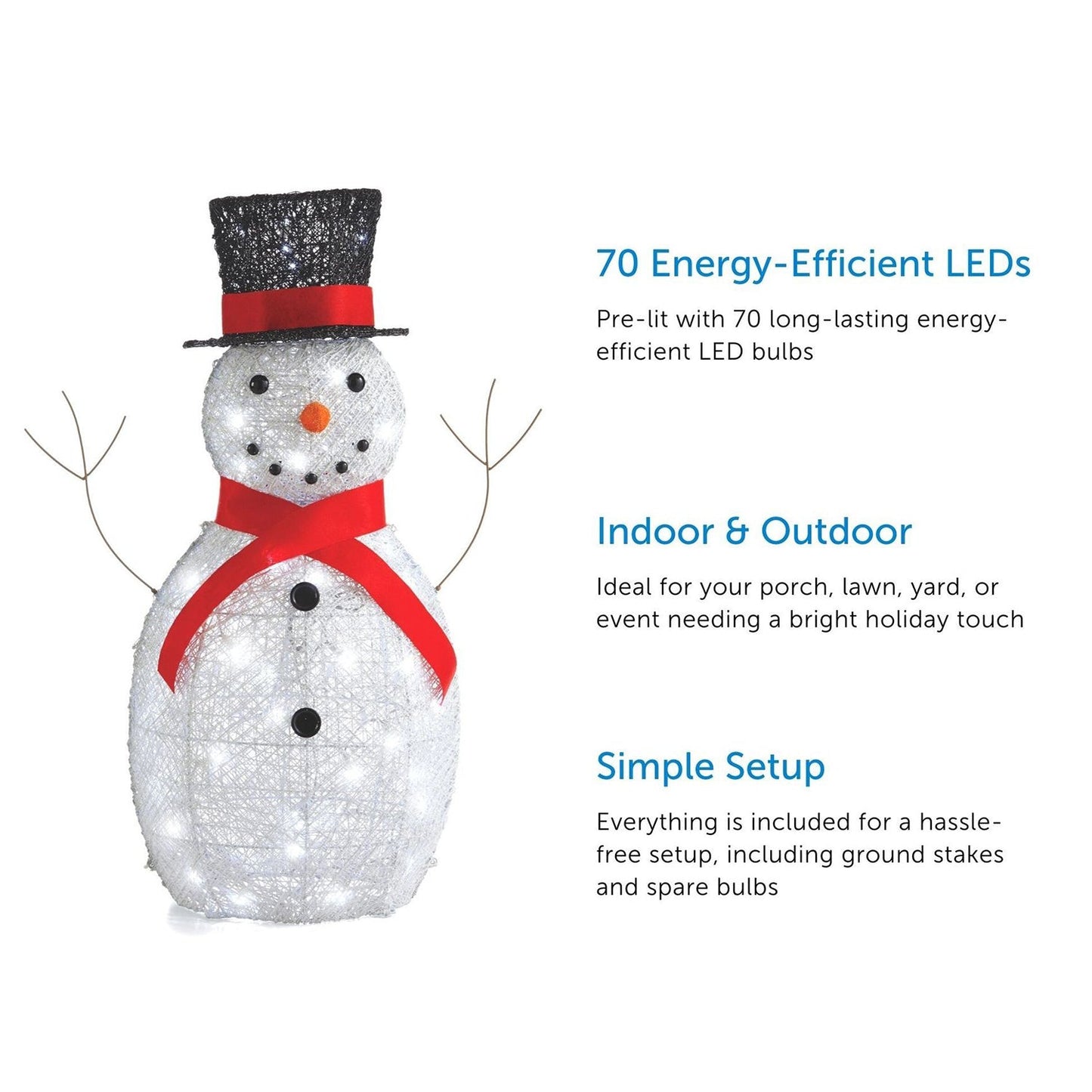 NOMA Snowman Christmas Display PreLit Bright LED Outdoor Holiday Lawn Decoration