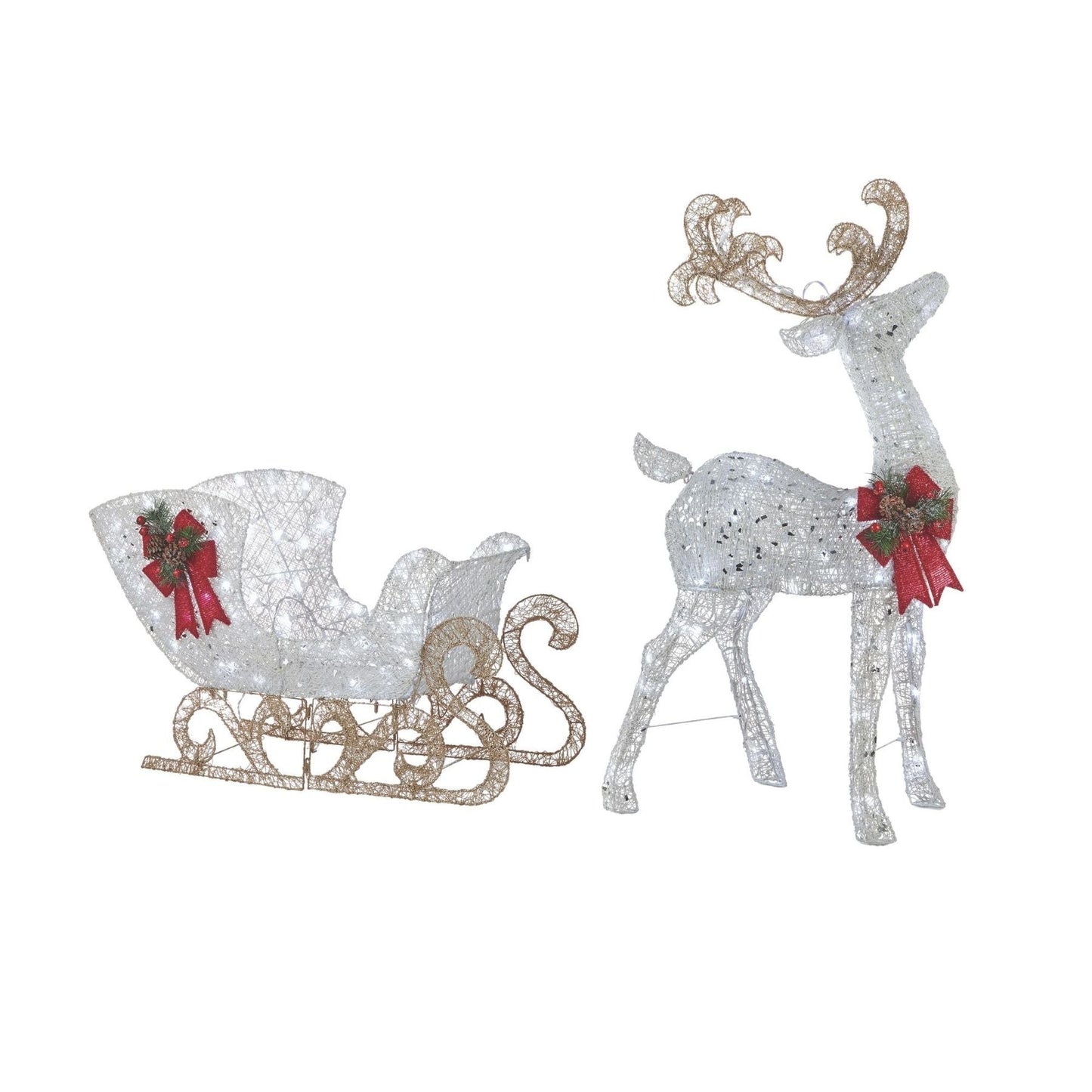 NOMA Reindeer and Sleigh Christmas Display Pre-Lit LED Outdoor Lawn Decoration