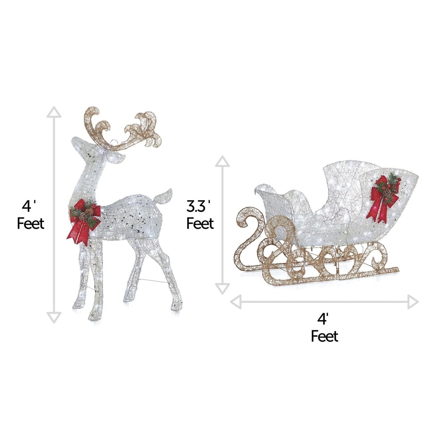 NOMA Reindeer and Sleigh Christmas Display Pre-Lit LED Outdoor Lawn Decoration