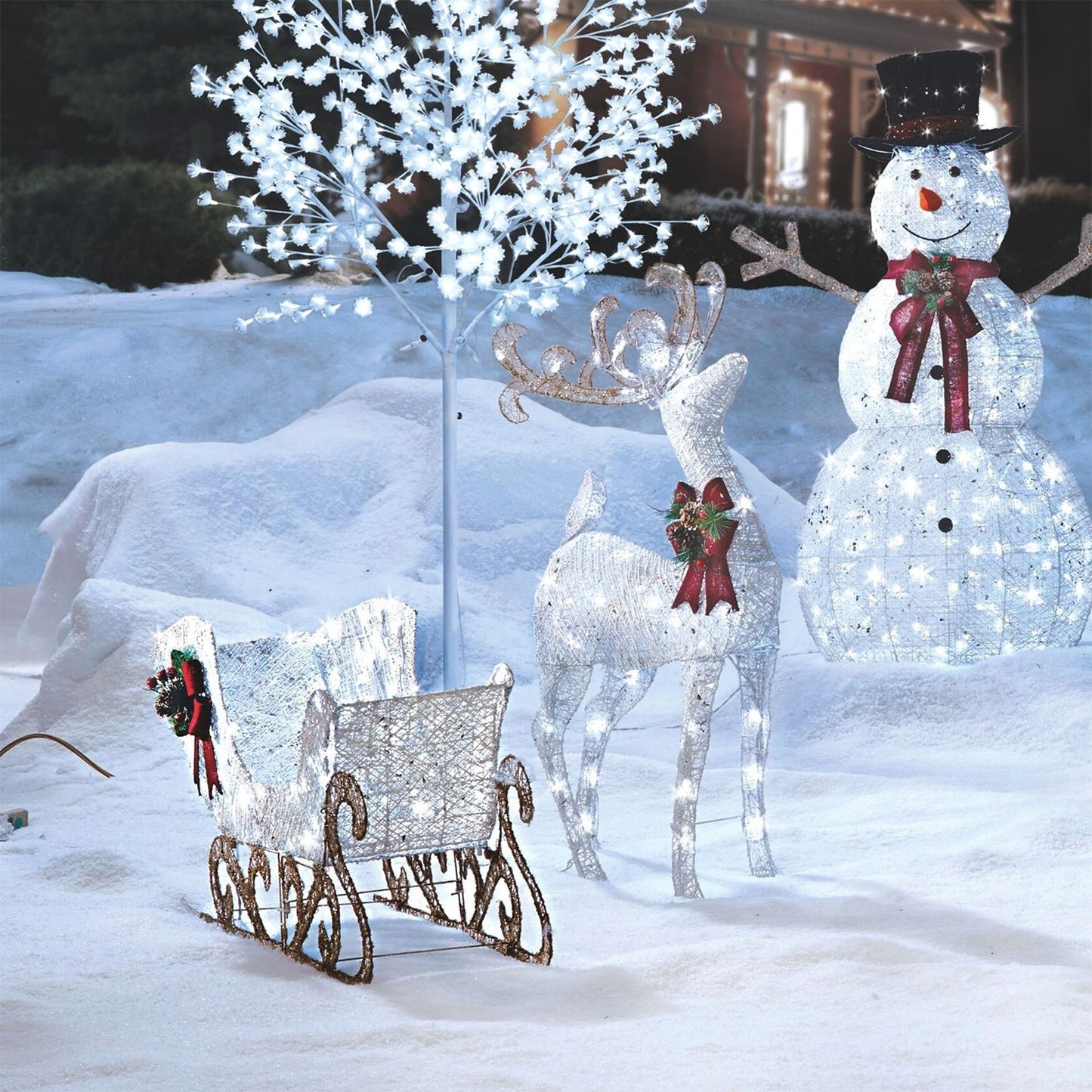 NOMA Reindeer and Sleigh Christmas Display Pre-Lit LED Outdoor Lawn Decoration