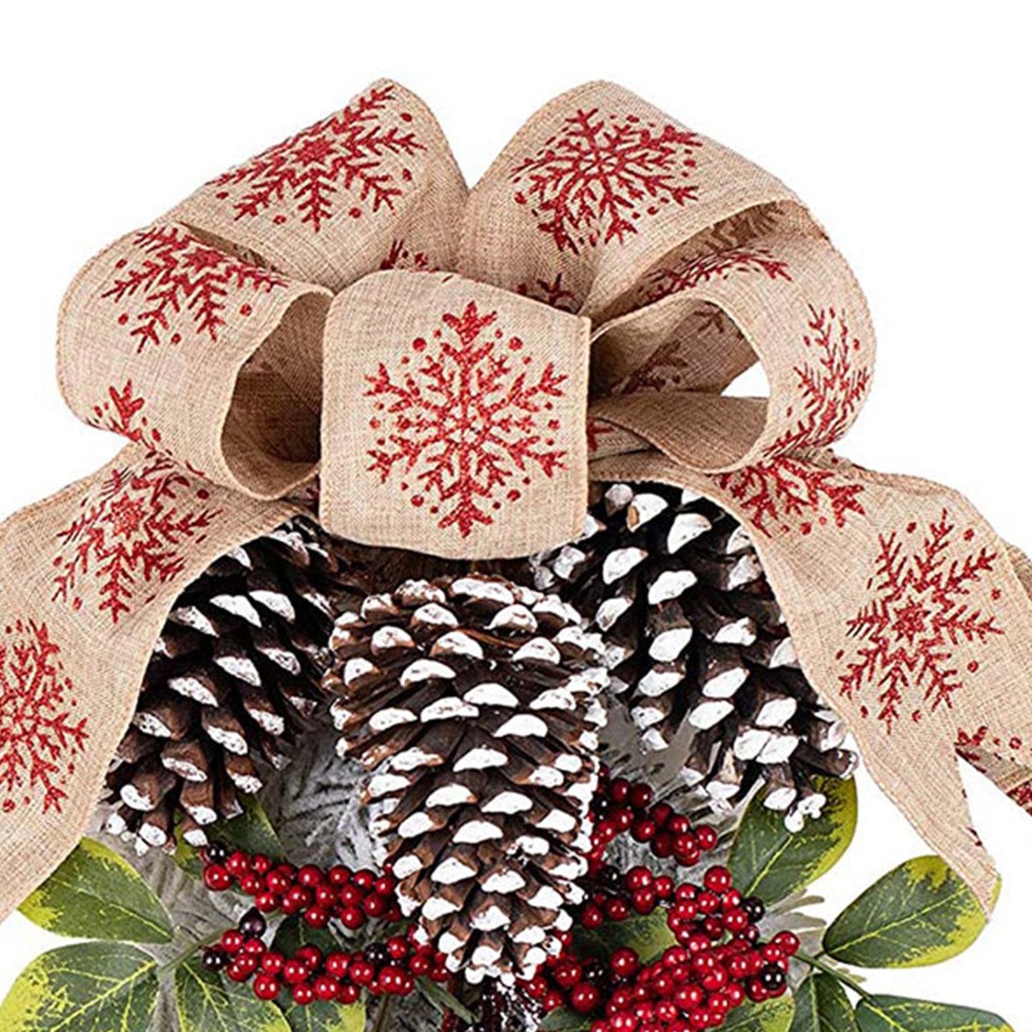 Haute Decor 18" Indoor/Outdoor Country Christmas Wreath w/ Pinecones, Snowflake