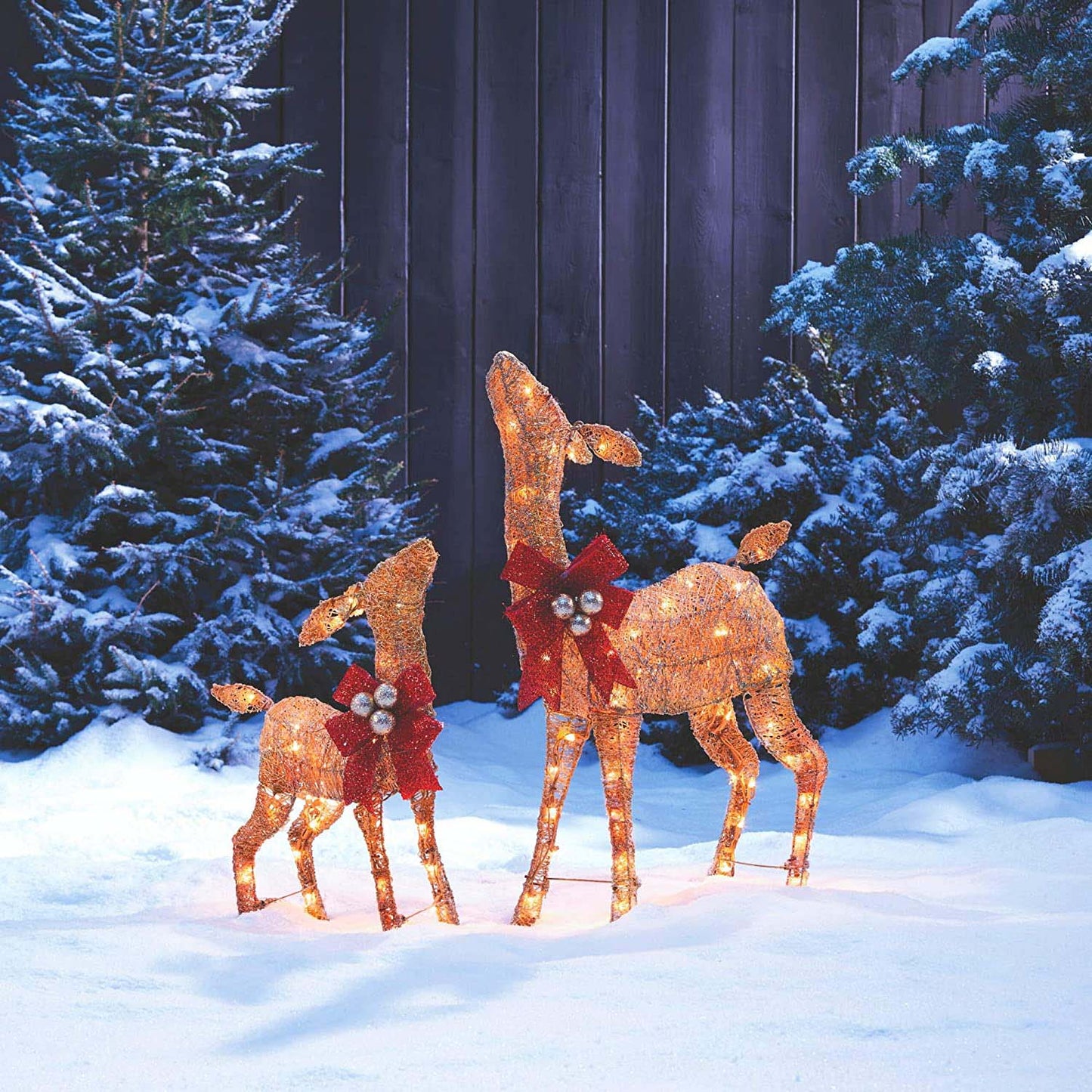 NOMA Doe and Fawn Christmas Display Pre-Lit LED Outdoor Holiday Lawn Decoration